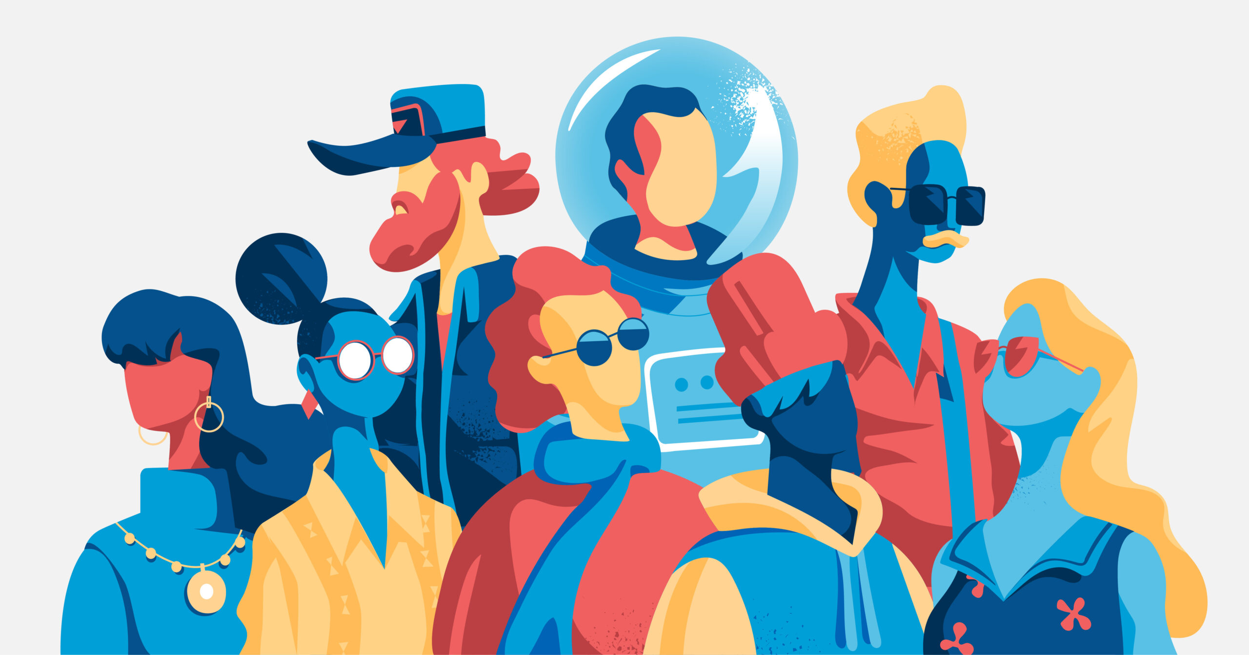 Collezione di personaggi della società moderna vestiti in modo originale